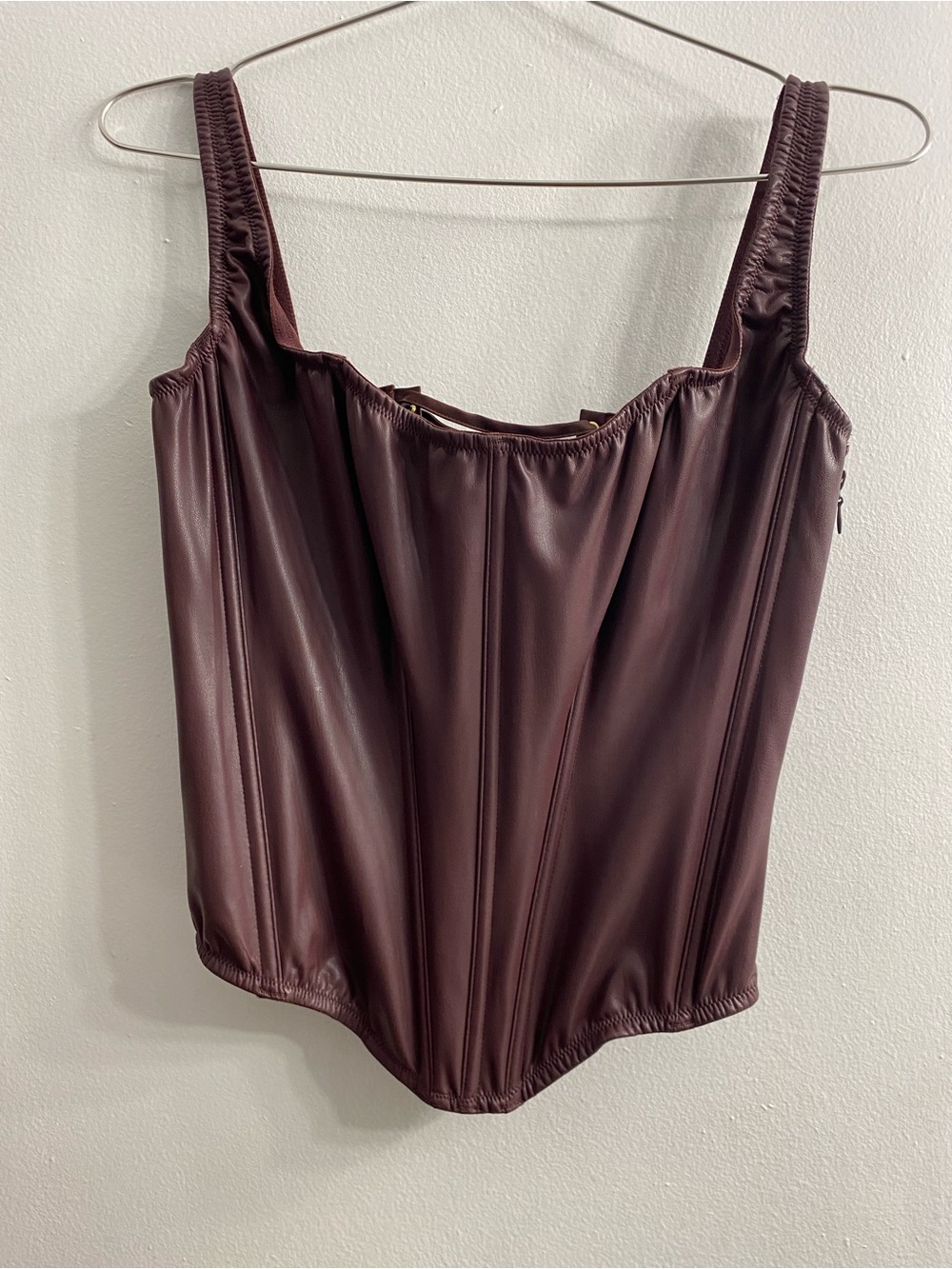 Victorias Secret Faux Leather Corset Tank Top - Deep Plum